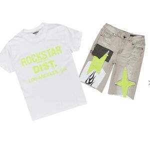 Rockstar Original Boys Eddie White/Yellow T-shirt/Denim Short Set